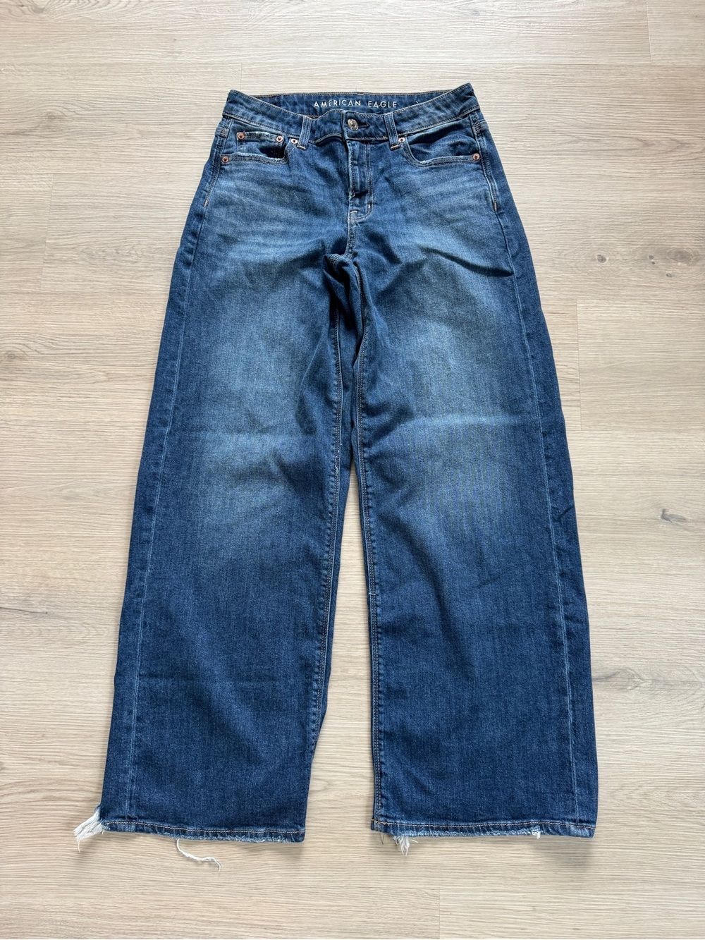 American Eagle Dark Wash Wide Leg Jeans Women’s Size 0 Regular Stretch Denim